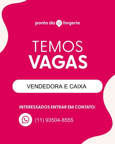Vaga URGENTE VENDEDORA E CAIXA