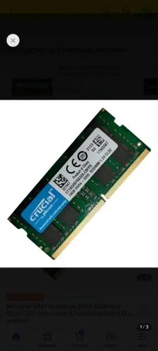 Memória RAM DDR4 Notebook Crucial 16GB 3200MHz
