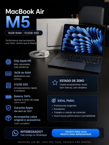 MACBOOK AIR M5 - NOVO SÓ TIRADO DA CAIXA