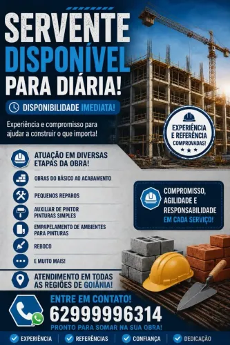 Servente disponível pra diaria