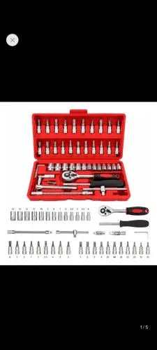 Kit Caixa Ferramentas Multiuso 46 Peças Aço Cr-v Chave Allen