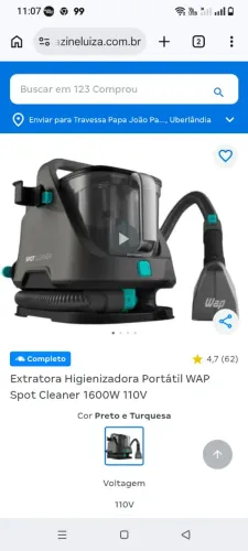 Extratora e Higienizadora Wap<br>Extratora Higienizadora Portátil WAP Spot Cleaner 1600W 110V