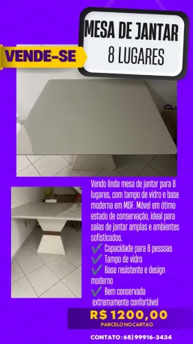 Mesa de jantar 8 lugares