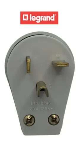 Plugue Americano 2P+T 20A/125V Cinza - Pial Legrand - 54308