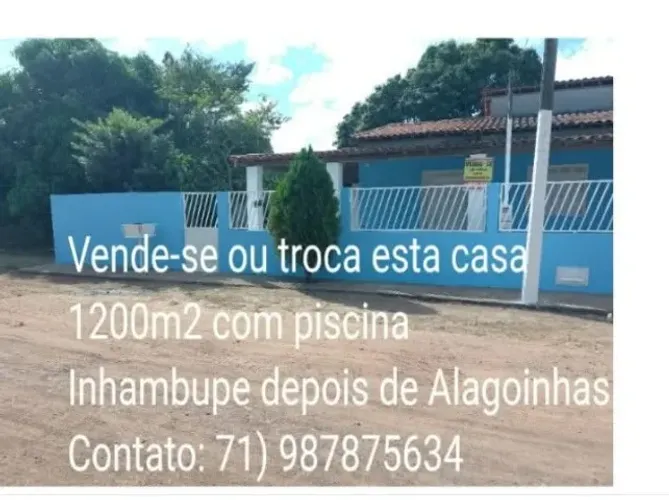 uma casa em Inhambupe, com piscina 2 quartos uma suíte área de 1200m2 toda murada.
