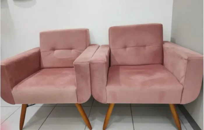2 Poltronas Rosa/Nude Estofadas