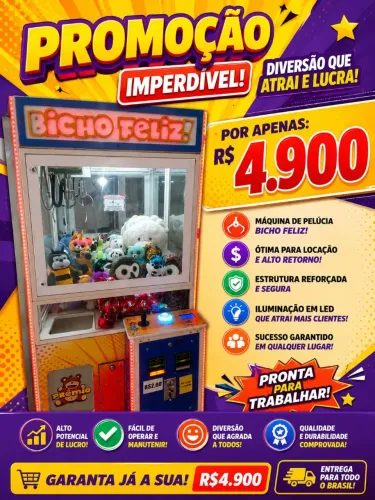 Máquina de pelúcia bicho feliz
