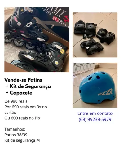 Patins + Kit de segurança e capacete