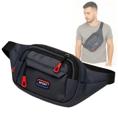 Pochete Impermeável Bolsa Transversal ou Cintura, Cor Azul - Sport 