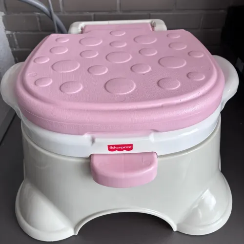 Troninho infantil fisher-price rosa e branco