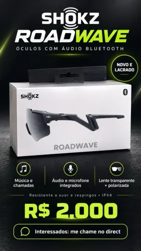 Óculos shokz roadwave bluetooth esportivo ciclismo original novo