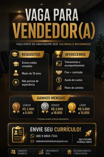 Vaga para vendedor(a)