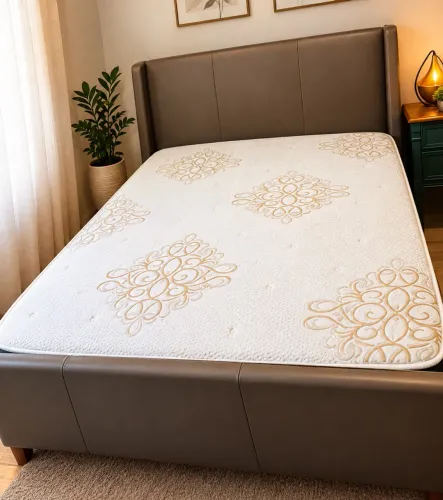 Colchão e cama com cabeceira alta 