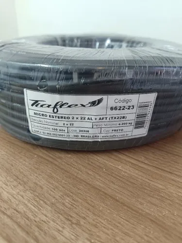 Rolo de Cabo Microfone Balanceamento Tiaflex 100 metros 2x22mm