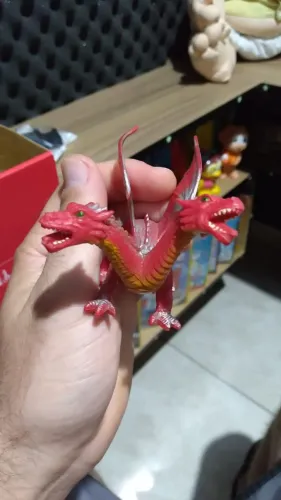 Miniatura Dragão de Duas Cabeças de Borracha