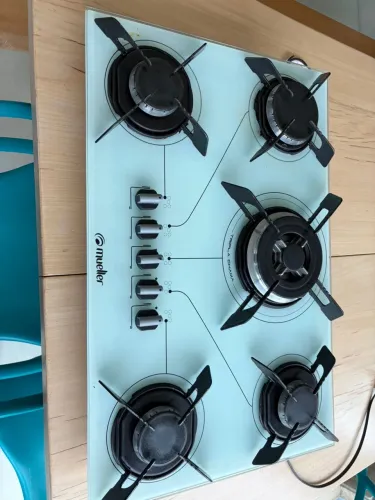 Cooktop Mueller 5 Bocas Tripla Chama Vidro Temperado