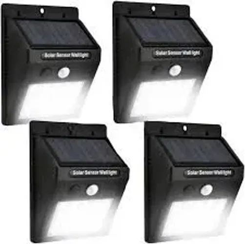 Kit 4 Arandela LED Solar Luminaria Parede Sensor de Presença