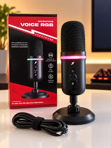 Microfone Gamer MSF - Voice RGB - Super frame