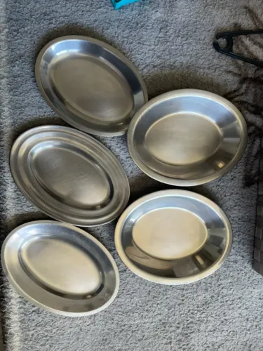 Kit 5 Travessas Oval em Aço Inox