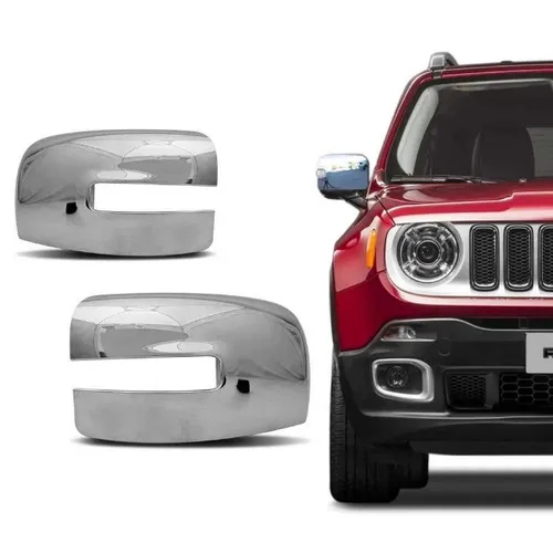 Par de Aplique Cromado Protetor P/ Retrovisor Externo Jeep Renegade - 2015 à 2021