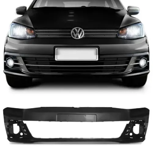 Parachoque Volkswagen Gol G7 2017 / 2018 - Furo Farol Auxiliar - Preto Liso - Loma Plast
