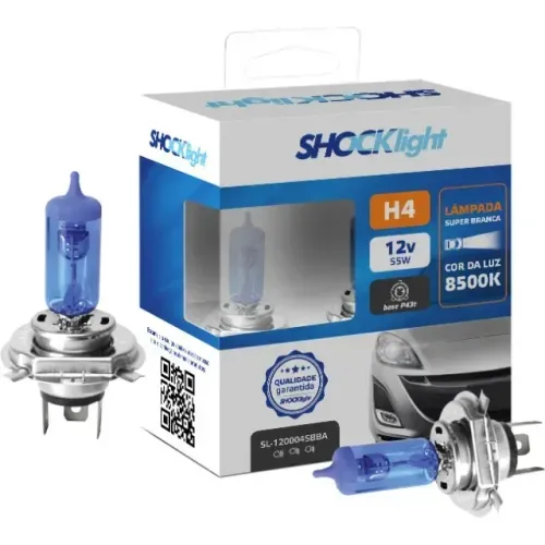 Lâmpada Farol H4 - Super Branca - SK120004SBBA - Shocklight 