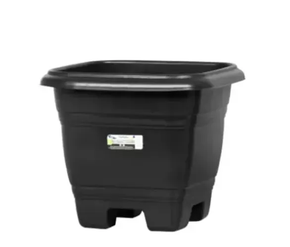 Vaso Quadrado Bella Fiore em Plástico Preto Nº28 - Rischioto