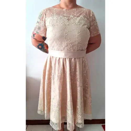 Vestido de noiva plus size champagne civil