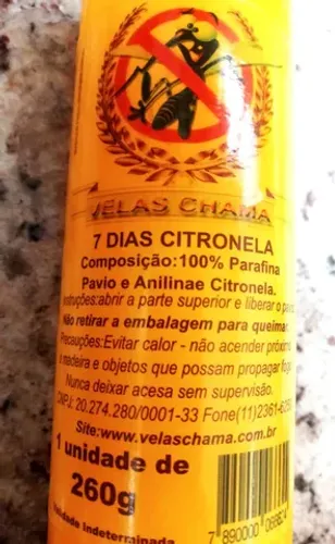 KIT 6 Velas 7 Dias - 260g - Citronela - Repelente Natural
