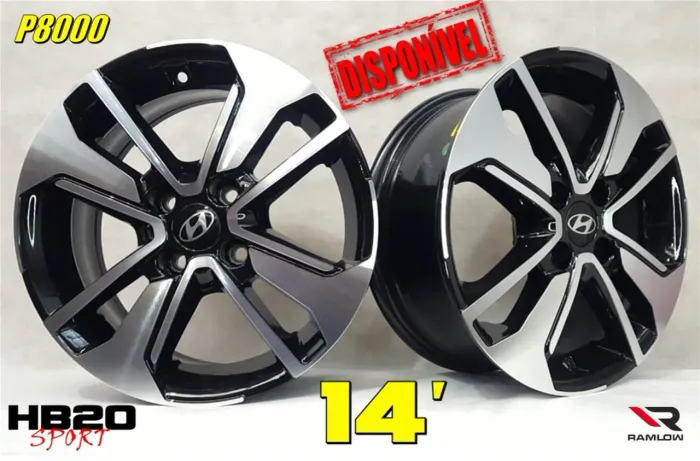 Roda aro 14 Hyundai Hb 20 Sport preta com diamantado 4x100 jogo