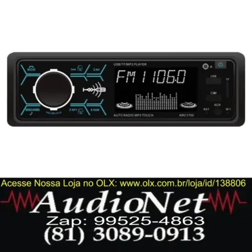 Som Rádio Automotivo Bluetooth, USB, Pen drive MP3