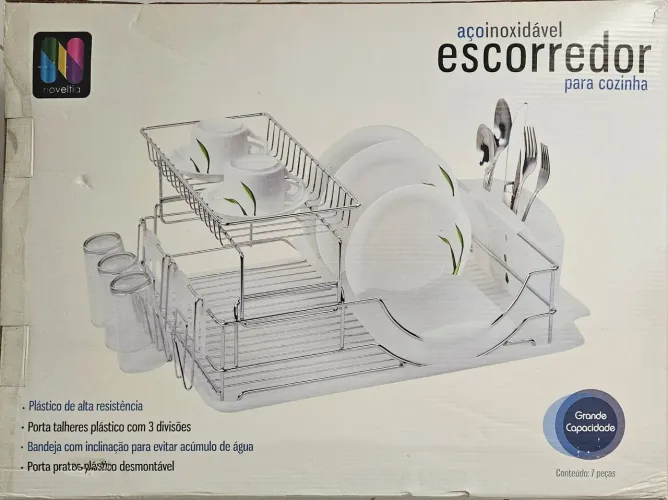 Escorredor de Louça para Cozinha em Aço Inox - Grande Capacidade