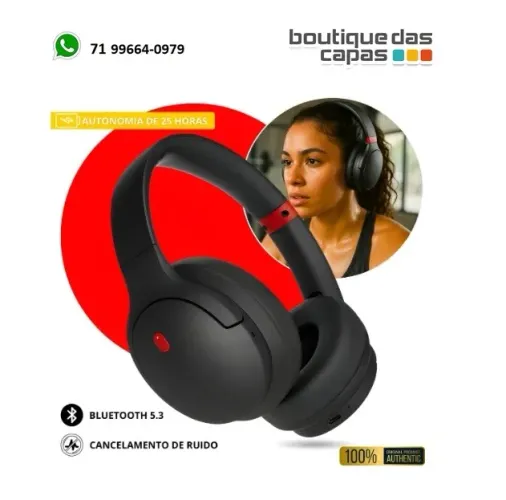FONE BLUETOOTH HEARSET 5.3 TOMATE MHS-4030 2 EM1 COM E SEM FIO Cancelamento De Ruído