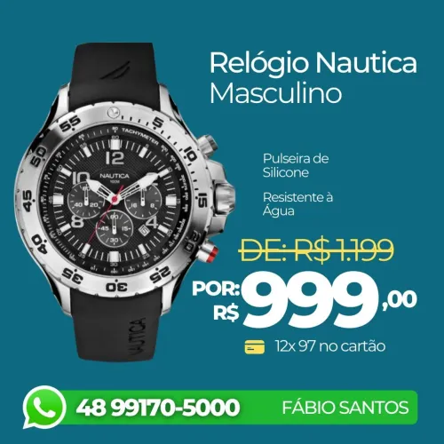 Relógio Nautica Masculino com Pulseira de Silicone 