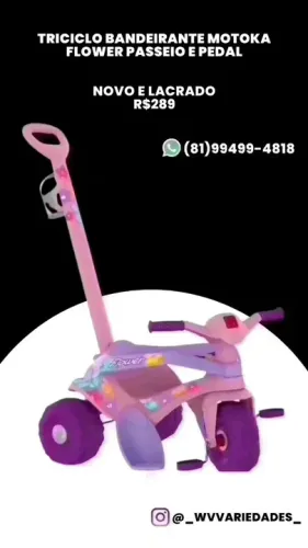 Triciclo Bandeirante Motoka Flower Passeio e Pedal