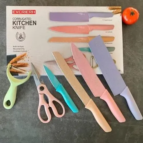 Jogo de Facas Corrugadas para Cozinha - 6 Peças