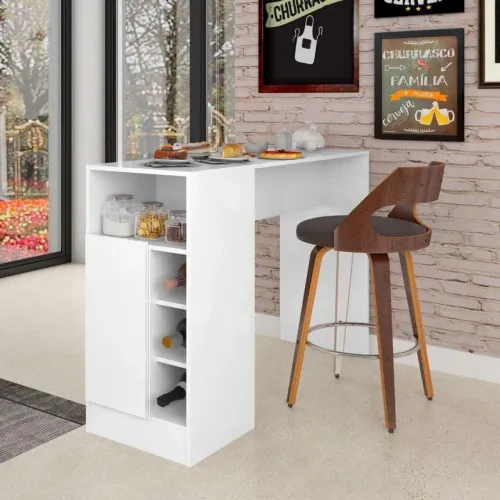 Balcão gurmer com Adega e Prateleiras - Design Moderno