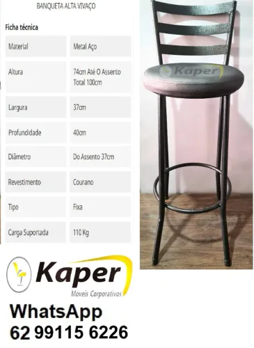 Banqueta alta com encosto Gynbraz ( produto novo ) Promoção