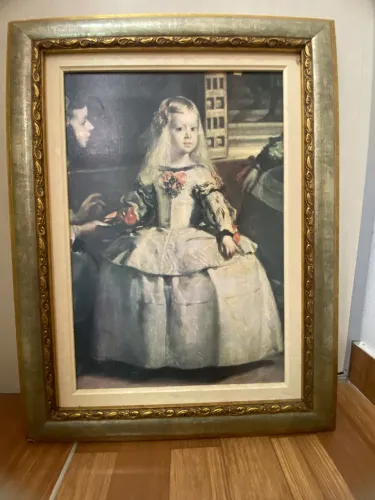 Reprodução emoldurada do famoso quadro a óleo Las Meninas