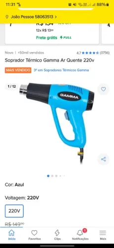 Soprador Térmico Gamma Ar Quente 220v