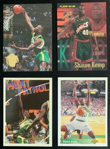 Kit Shawn Kemp 12 Cards Rei do Alley Oop NBA Basquete Seattle Supersonics Colecionador