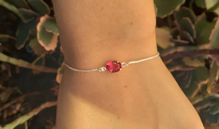 pulseira folheada a prata rosa pink 
