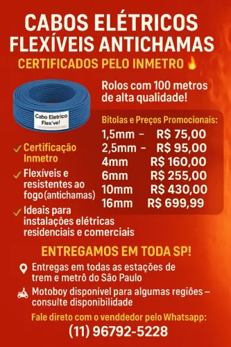 Cabos Elétricos Flexíveis Antichamas - INMETRO