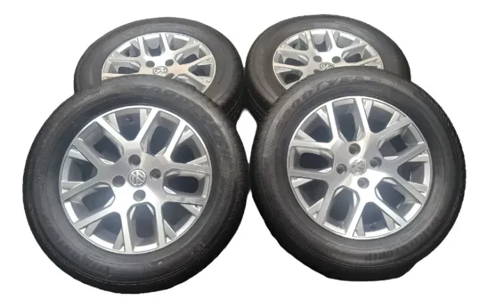 Jogo Roda Aro 15 4x100 Com Pneus Saveiro Cross 2013 A 2016 