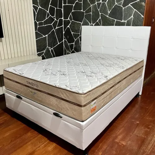 Cama baú completa com colchão molas ensacadas + cabeceira