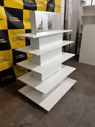 Ilha para loja de maquiagens MDF 1000X1500X800 Com espelho
