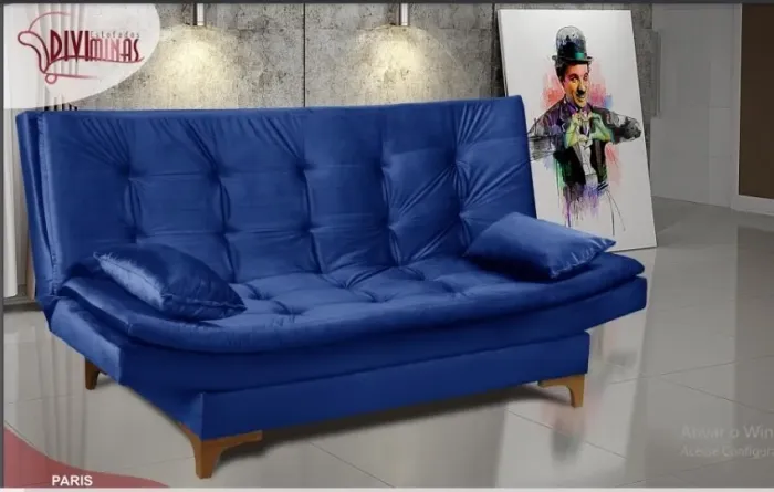 Sofá Cama Azul - Conforto e Estilo
