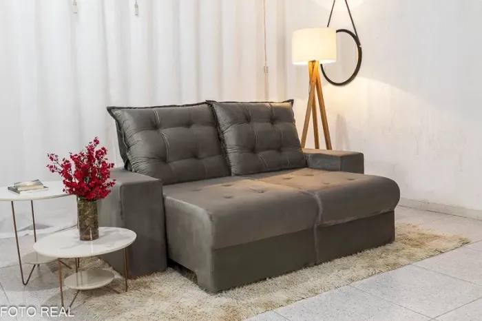 Sofá Retrátil e Reclinável 1,90m Mola Espiral OFERTA rf764