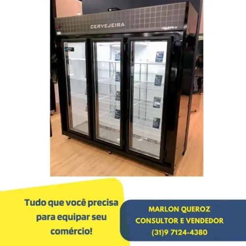 Cervejeira Polo frio 3 portas preta 220v nova