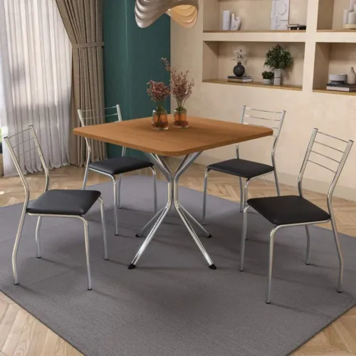 Mesa Creta com 4 cadeiras Malta cromado - Entrega Rápida 